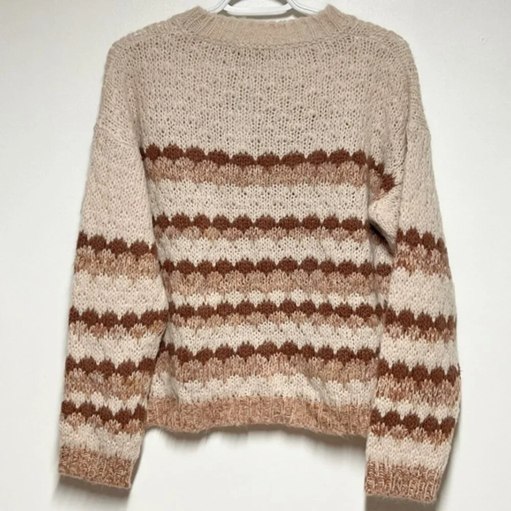 NWT Anthropologie Elsamanda Italy Stripe Chunky Alpaca Wool Blend Sweater M - Picture 2 of 5